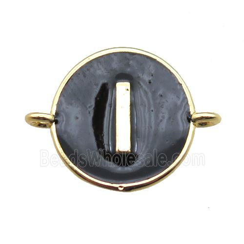 black enameling copper letter-I connector, gold plated