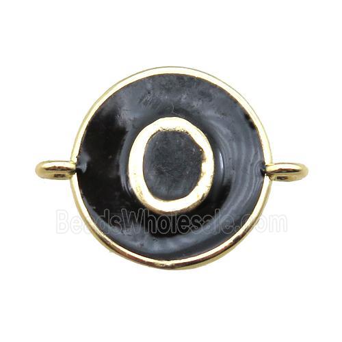 black enameling copper letter-O connector, gold plated