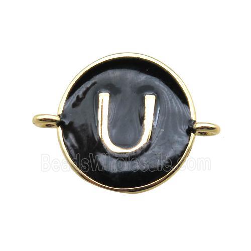 black enameling copper letter-U connector, gold plated