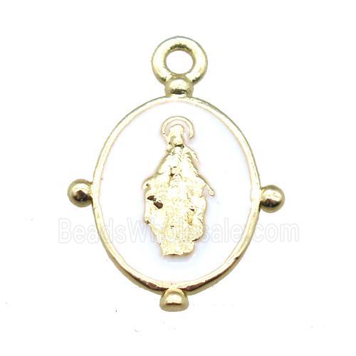 white enameling copper Jesus pendant, gold plated