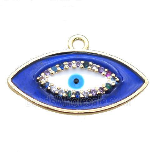 copper eye pendant with royal blue enameling, gold plated