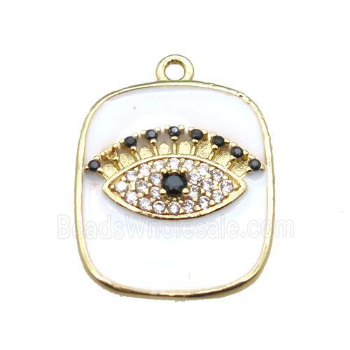 copper eye pendant pave zircon with white enameling, gold plated