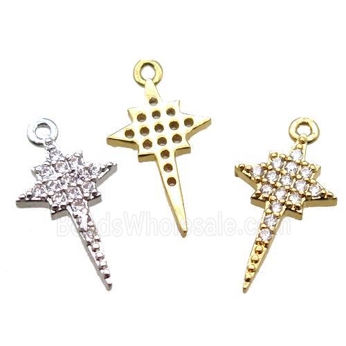 copper Compass pendant paved zircon, mixed