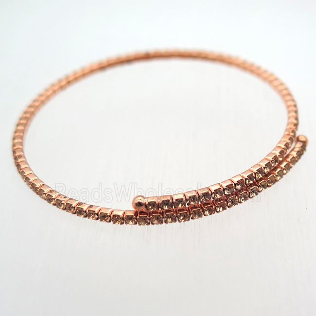 copper bangle pave champagne rhinestone, rose gold