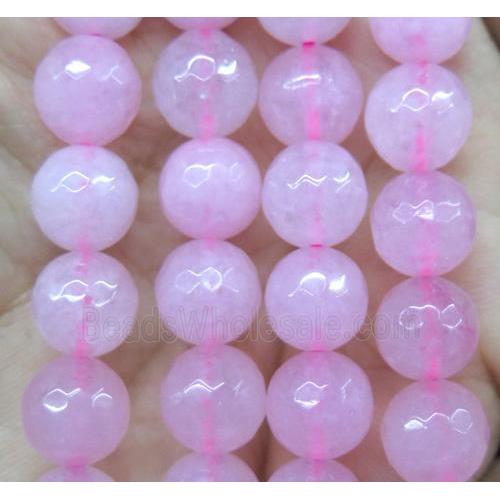 Agate beads, faceted round, pink