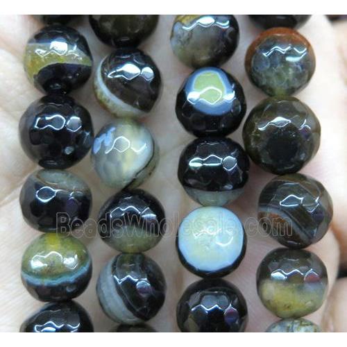 yellow druzy Agate beads, faceted round