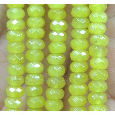 olive jade bead, faceted rondelle