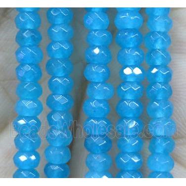 skyblue jade bead, faceted rondelle