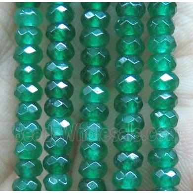 green jade bead, faceted rondelle