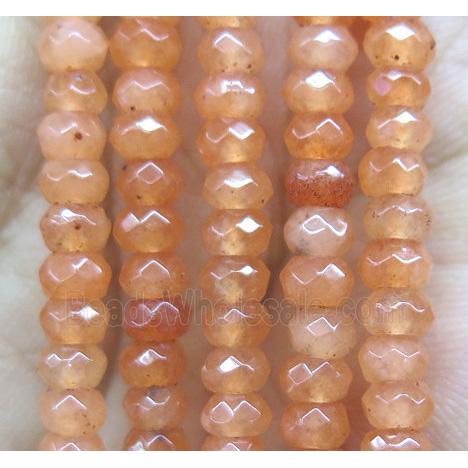 orange jade bead, faceted rondelle