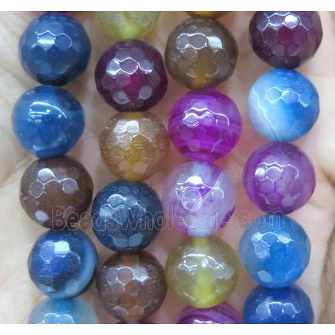 faceted round agate beads, mix color
