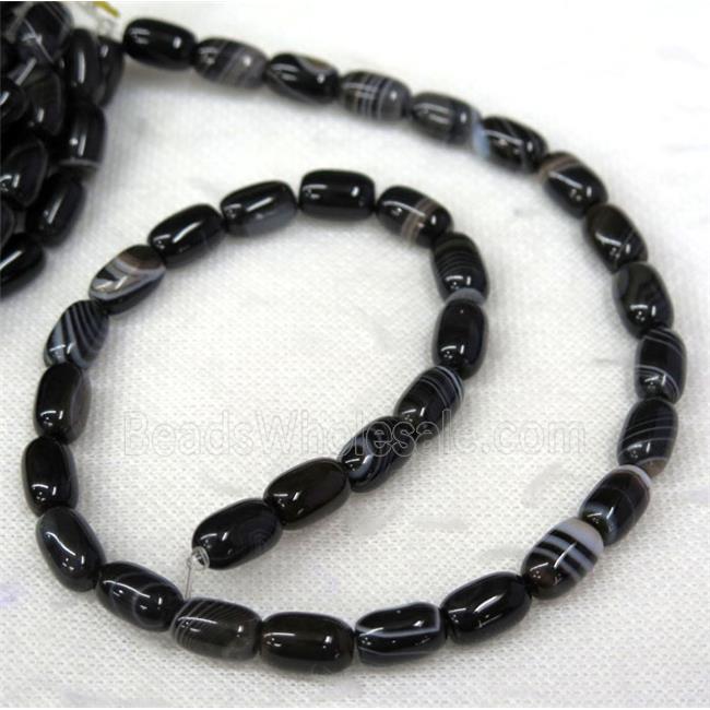 black stripe Agate barrel beads