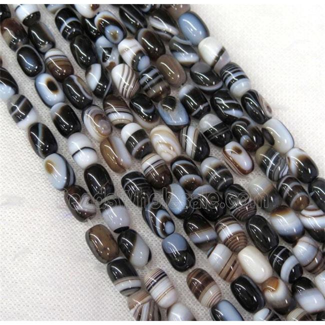 black stripe Agate barrel beads
