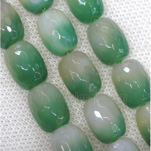 green Agate beads, faceted barrel