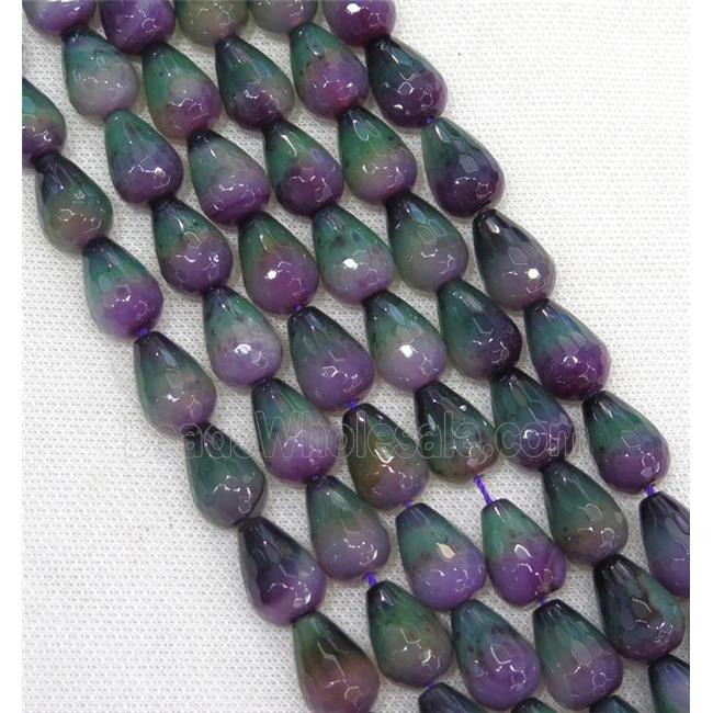 dichromatic Agate beads, faceted teardrop