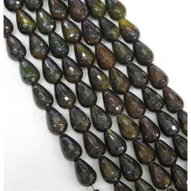 Agate beads, faceted teardrop