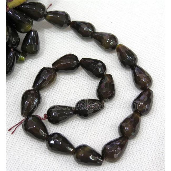 Agate beads, faceted teardrop