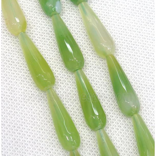 green Agate beads, faceted teardrop