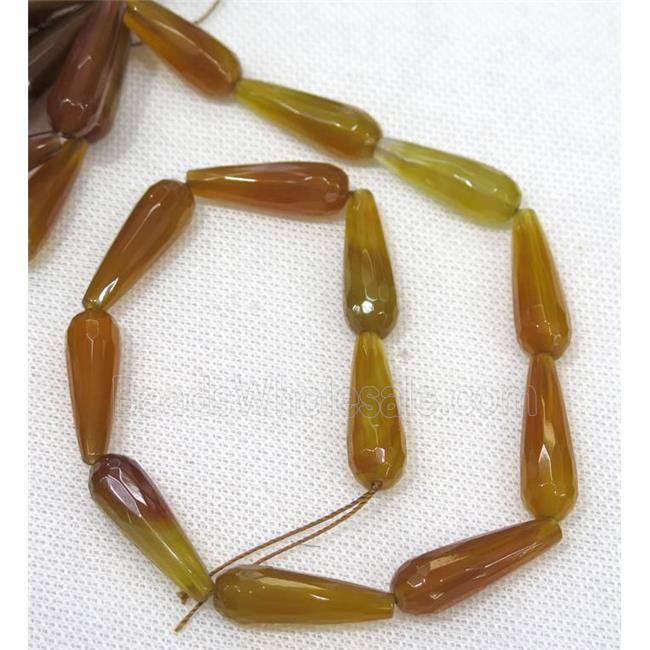 orange Agate beads, faceted teardrop