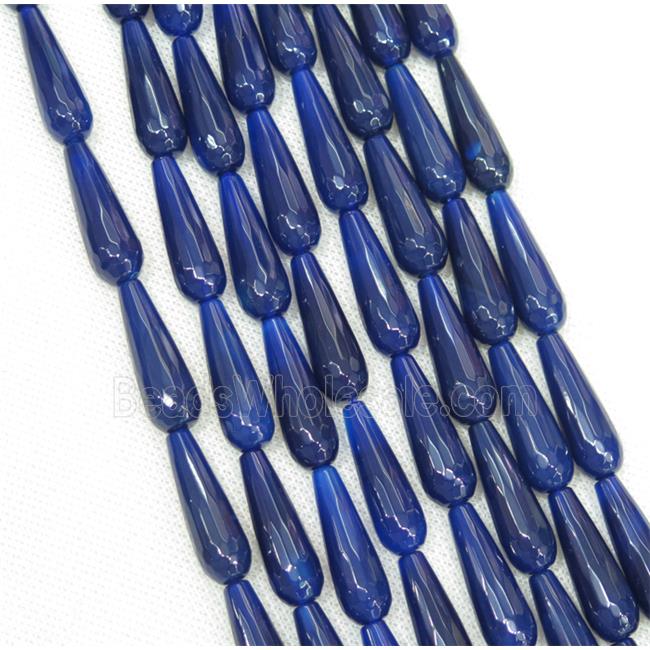 blue Agate beads, faceted teardrop