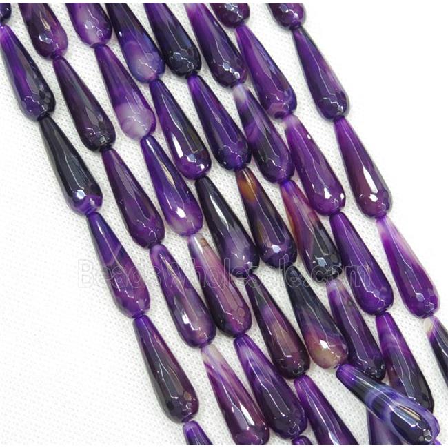 purple Agate beads, faceted teardrop