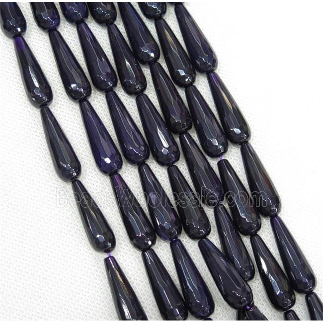 darkpurple Agate beads, faceted teardrop