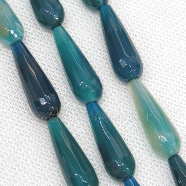 teal Agate beads, faceted teardrop