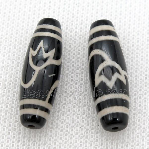 black tibetan style agate beads, oval