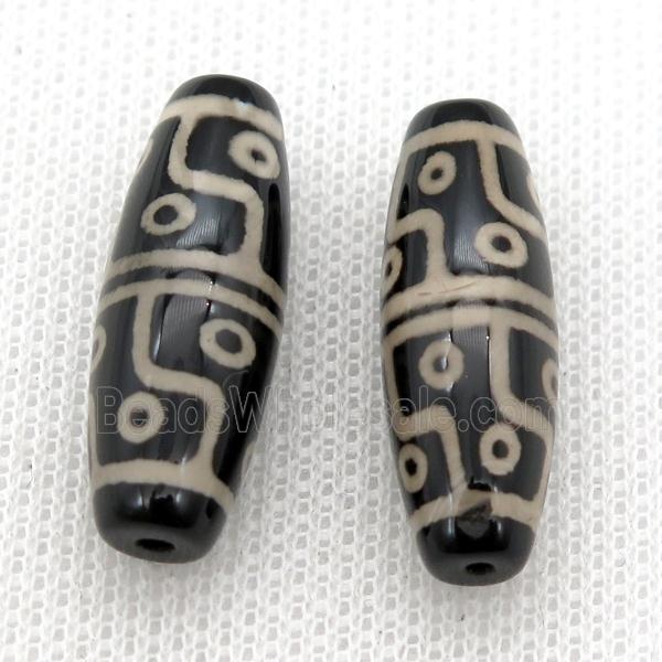 black tibetan style agate beads, oval