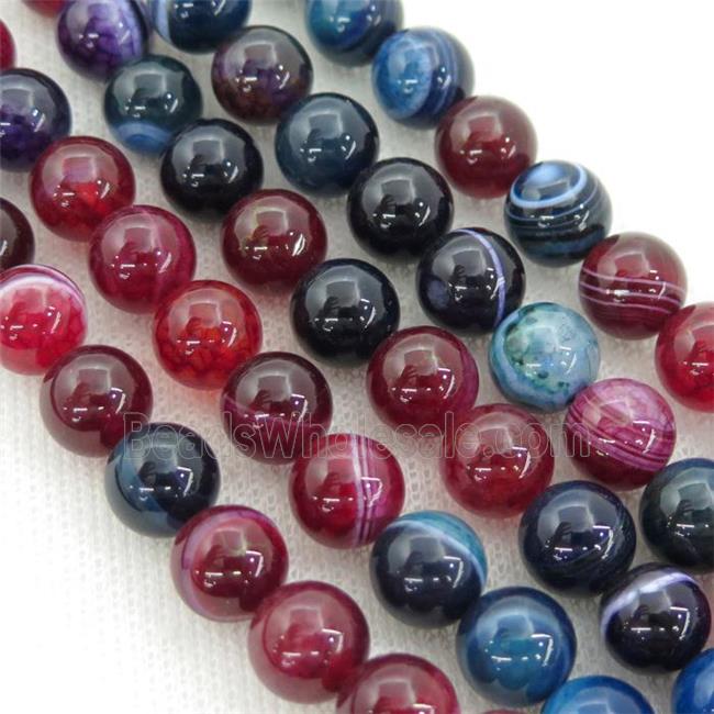 round striped Agate Beads, mix color
