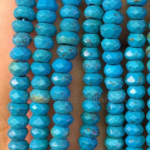Jade beads, blue dye, faceted rondelle