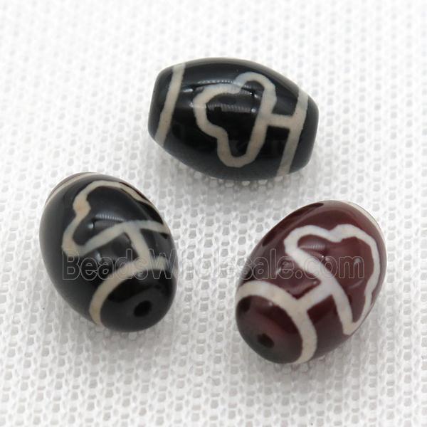 tibetan Dzi barrel beads