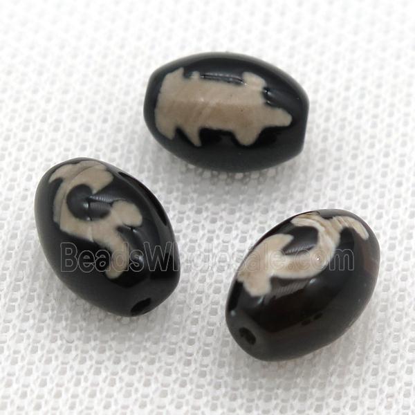 tibetan Dzi barrel beads