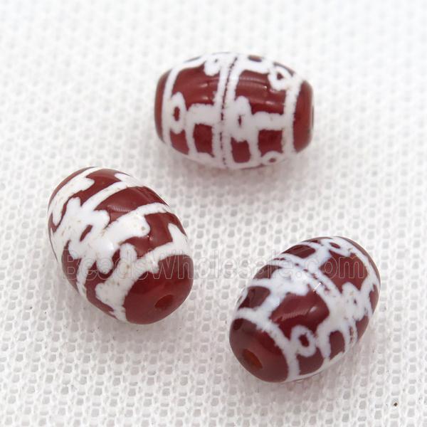 red tibetan DZi barrel beads