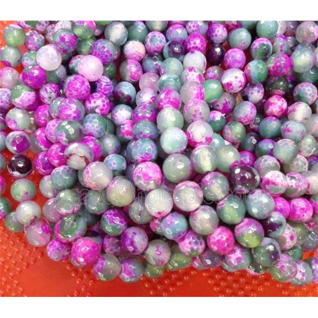 Dichromatic Agate beads, faceted round, green