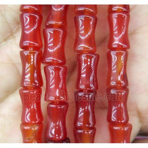 red agate bead, bamboo