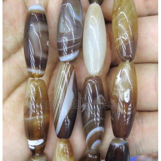stripe agate beads, barrel, coffee