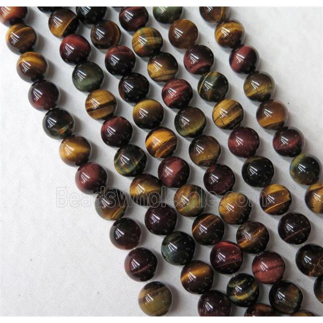 Natural Tiger Eye Stone Beads Multicolor AB-Grade Smooth Round