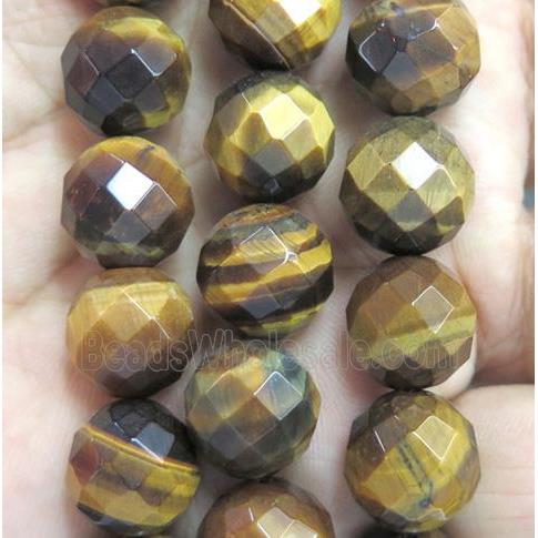 natural yellow tiger eye stone beads, A-grade, faceted round