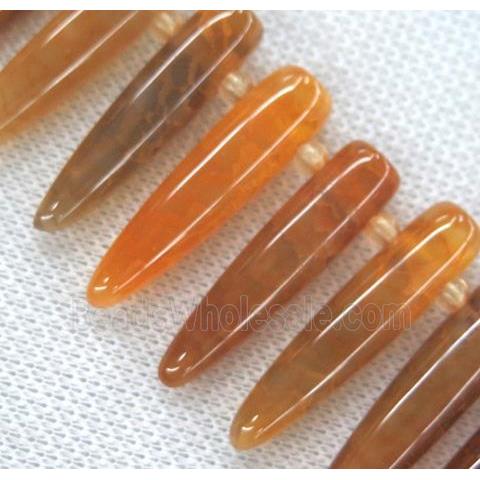 agate bullet collar bead, orange