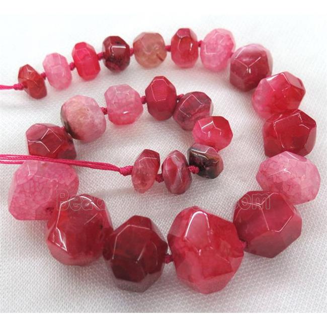 red agate bead, faceted freeform