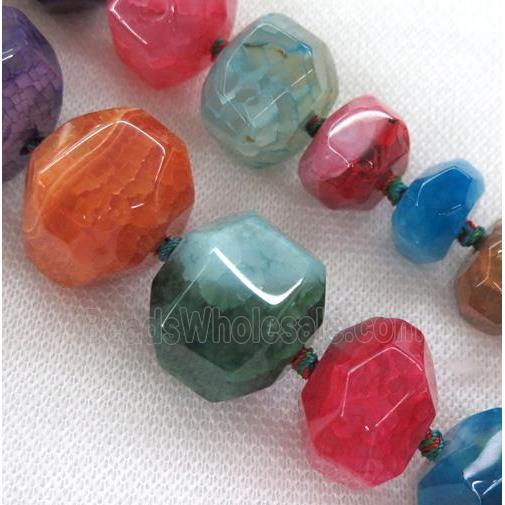 agate bead, faceted freeform, mix color