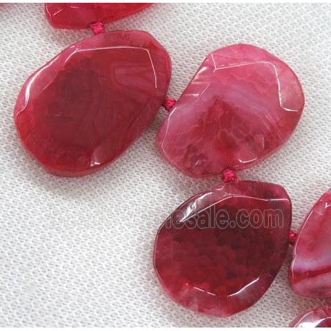 red agate beads, faceted teardrop, top-drilled