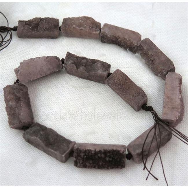 coffee druzy quartz bead, rectangle