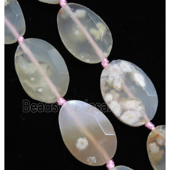 natural Cherry Agate beads, faceted oval