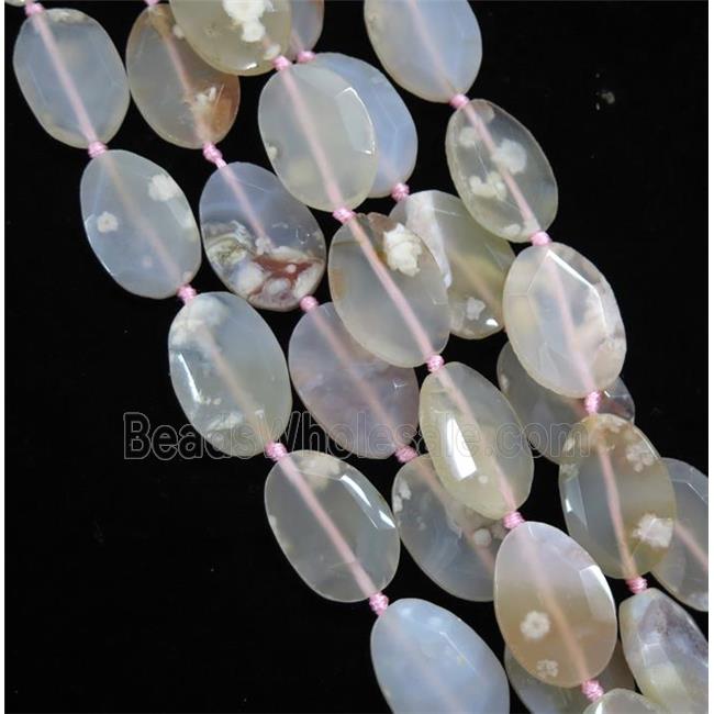 natural Cherry Agate beads, faceted oval