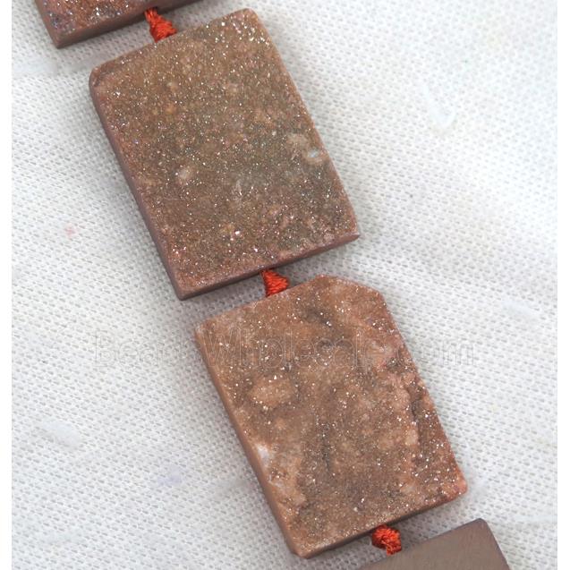 champagne Druzy Quartz beads, rectangle