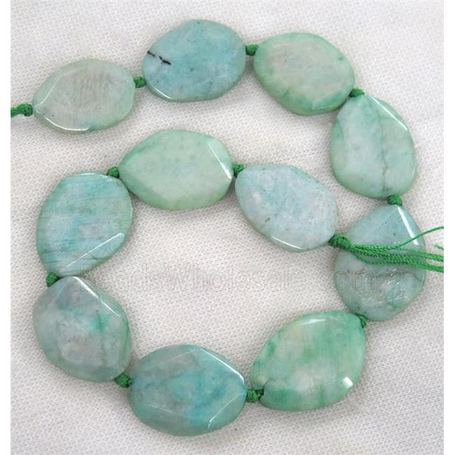 green Amazonite beads, faceted freeform