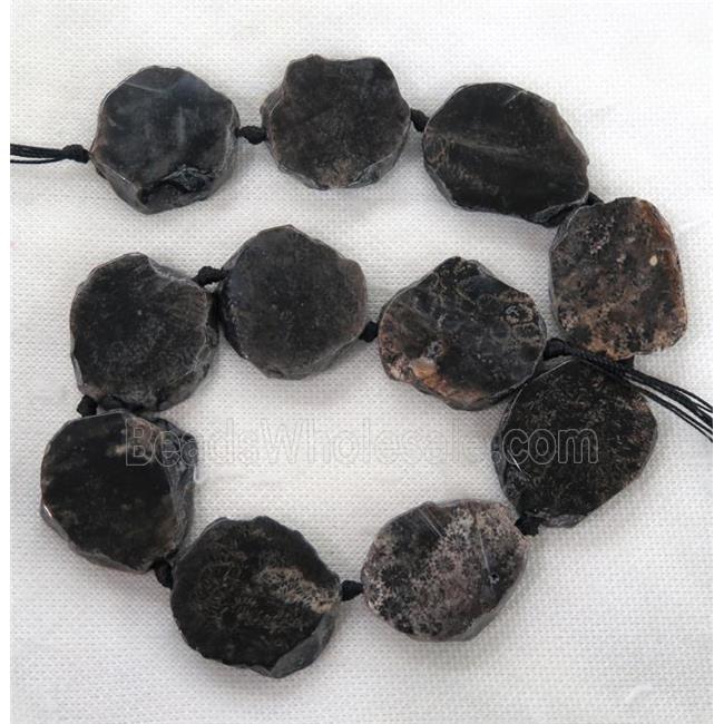 black Coral Fossil slab beads