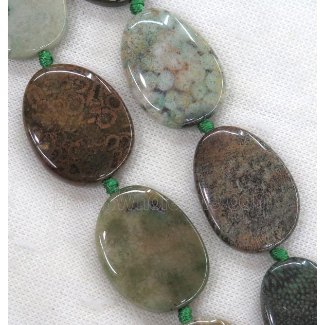 green Coral Fossil beads, freeform